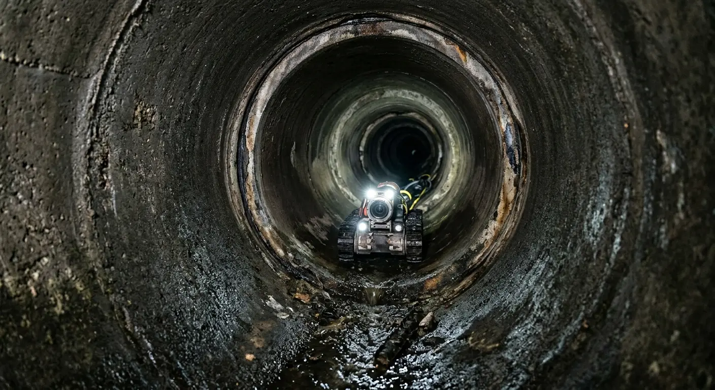 Robotic sewer camera inspecting pipe interior for Sewer Line Repair in Walnut Creek